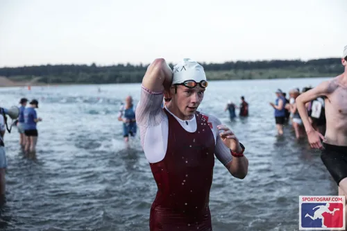 Danny Verdel walking out of the lake after the swim at Ironman Frankfurt 2026